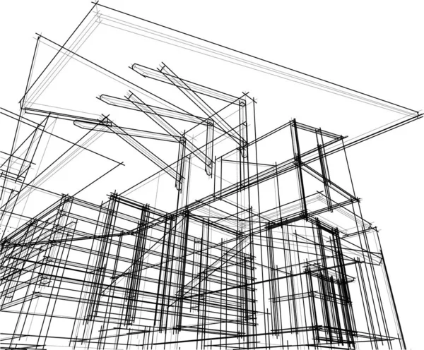 Líneas Abstractas Dibujo Concepto Arte Arquitectónico Formas Geométricas Mínimas — Vector de stock