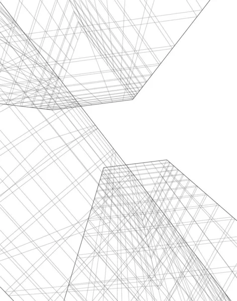 Líneas Abstractas Dibujo Concepto Arte Arquitectónico Formas Geométricas Mínimas — Archivo Imágenes Vectoriales