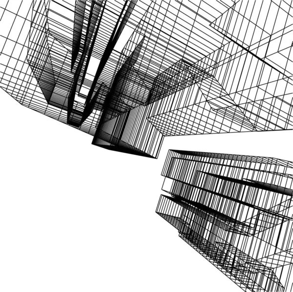 Líneas Abstractas Dibujo Concepto Arte Arquitectónico Formas Geométricas Mínimas — Archivo Imágenes Vectoriales