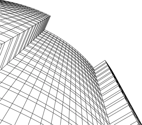 Linee Disegno Astratte Nel Concetto Arte Architettonica Forme Geometriche Minime — Vettoriale Stock