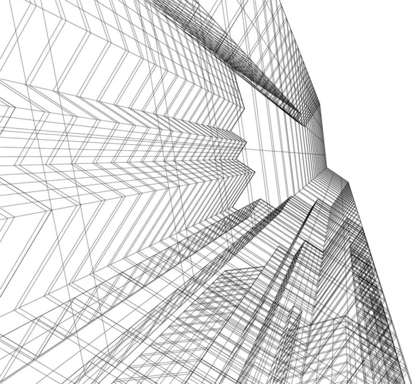 Abstrakte Zeichnungslinien Architektonischen Kunstkonzept Minimale Geometrische Formen — Stockvektor