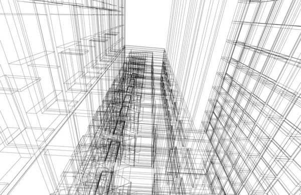 Lignes Dessin Abstraites Dans Concept Art Architectural Formes Géométriques Minimales — Image vectorielle