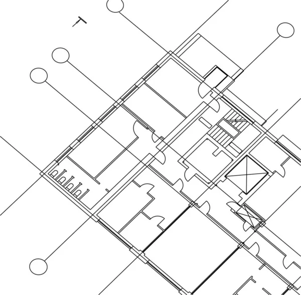 Linee Disegno Astratte Nel Concetto Arte Architettonica Forme Geometriche Minime — Vettoriale Stock