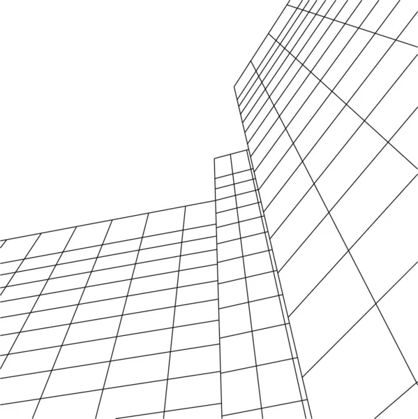 最小限の幾何学的形状建築線 — ストックベクタ