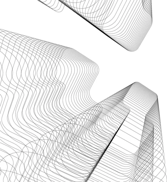 Elvont Rajzvonalak Építészeti Képzőművészetben Minimális Geometriai Formák — Stock Vector