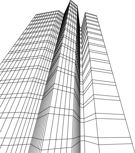 Líneas Abstractas Dibujo Concepto Arte Arquitectónico Formas Geométricas Mínimas — Vector de stock