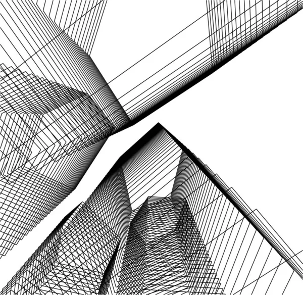 Abstracte Tekenlijnen Architectonisch Kunstconcept Minimale Geometrische Vormen — Stockvector