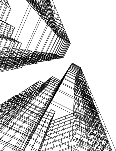 Linhas Abstratas Desenho Conceito Arte Arquitetônica Formas Geométricas Mínimas — Vetor de Stock