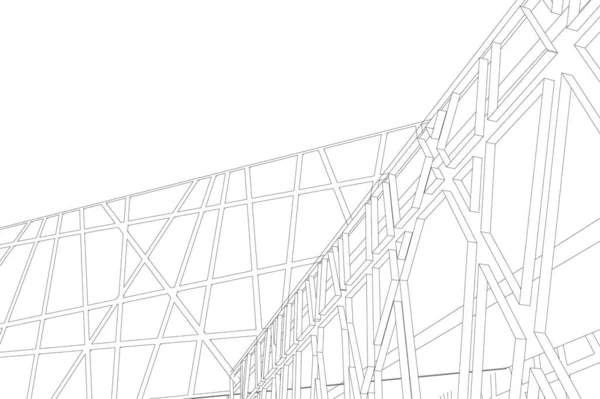建築芸術の概念における抽象的な線や最小限の幾何学的形状 — ストックベクタ