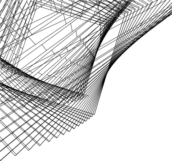 Lignes Dessin Abstraites Dans Concept Art Architectural Formes Géométriques Minimales — Image vectorielle