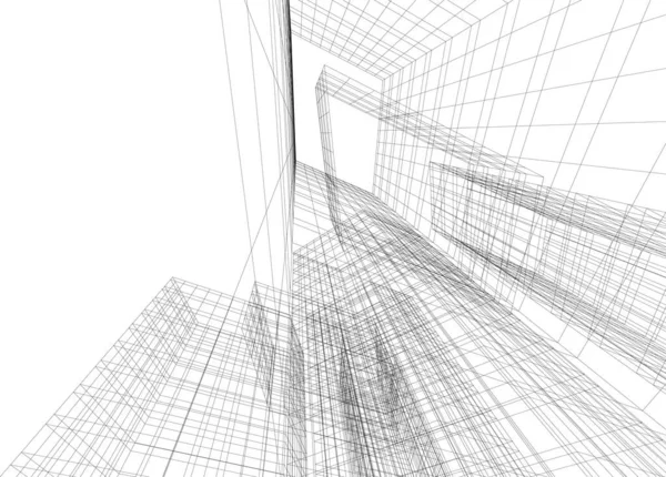 Lignes Dessin Abstraites Dans Concept Art Architectural Formes Géométriques Minimales — Image vectorielle