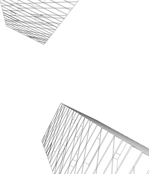 建筑艺术概念中的抽象绘图线 最小几何形状 — 图库矢量图片