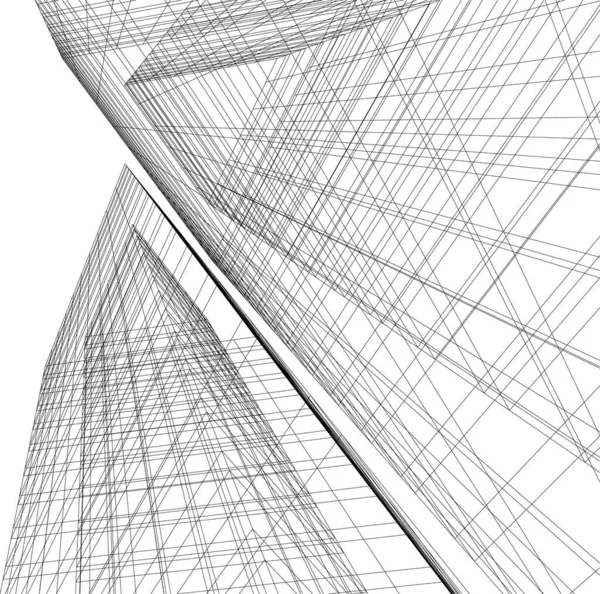 Abstracte Tekenlijnen Architectonisch Kunstconcept Minimale Geometrische Vormen — Stockvector