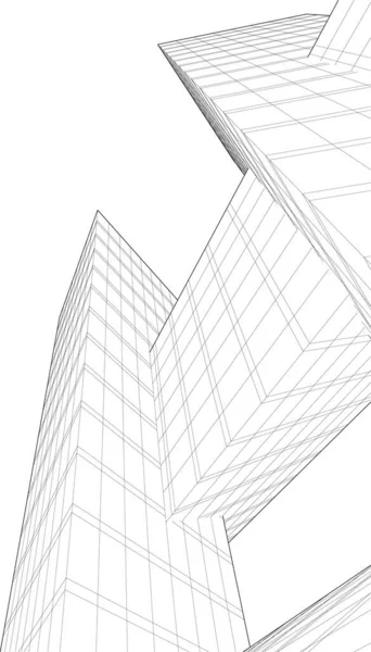 Abstracte Tekenlijnen Architectonisch Kunstconcept Minimale Geometrische Vormen — Stockvector