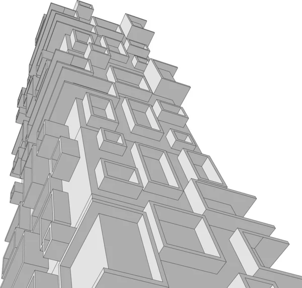 Abstracte Tekenlijnen Architectonisch Kunstconcept Minimale Geometrische Vormen — Stockvector