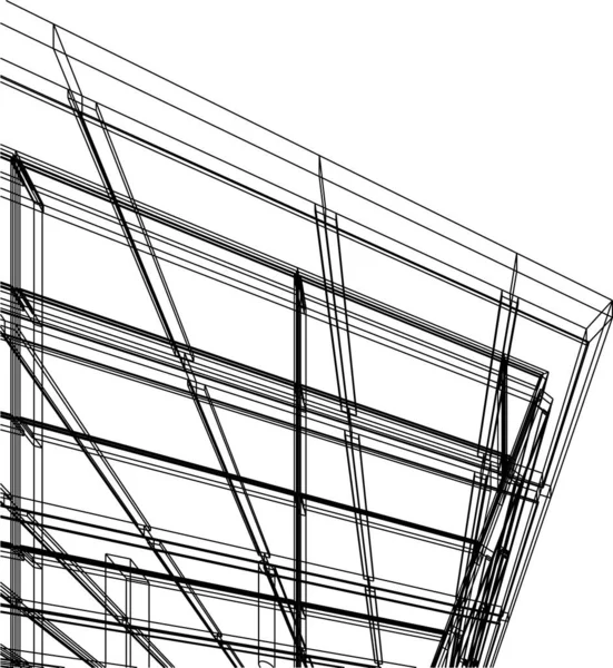 Abstrakte Zeichnungslinien Architektonischen Kunstkonzept Minimale Geometrische Formen — Stockvektor