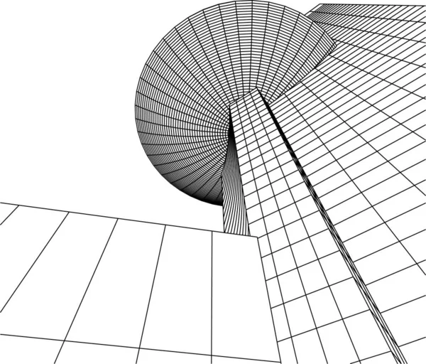 Abstrakcyjne Linie Rysunku Koncepcji Sztuki Architektonicznej Minimalne Kształty Geometryczne — Wektor stockowy