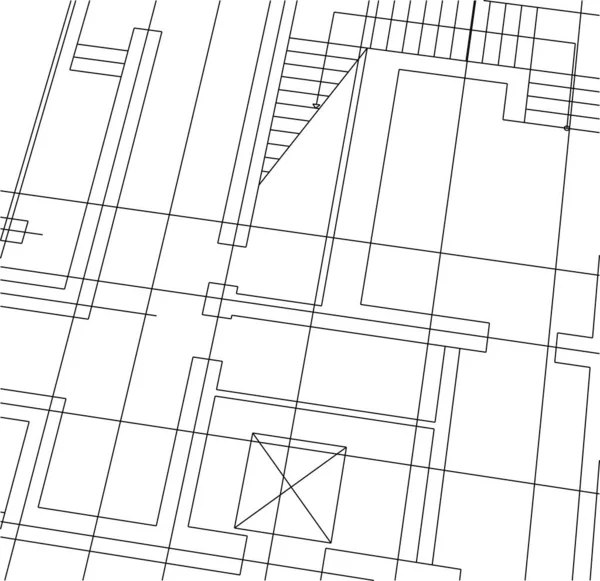 最小限の幾何学的形状建築線 — ストックベクタ