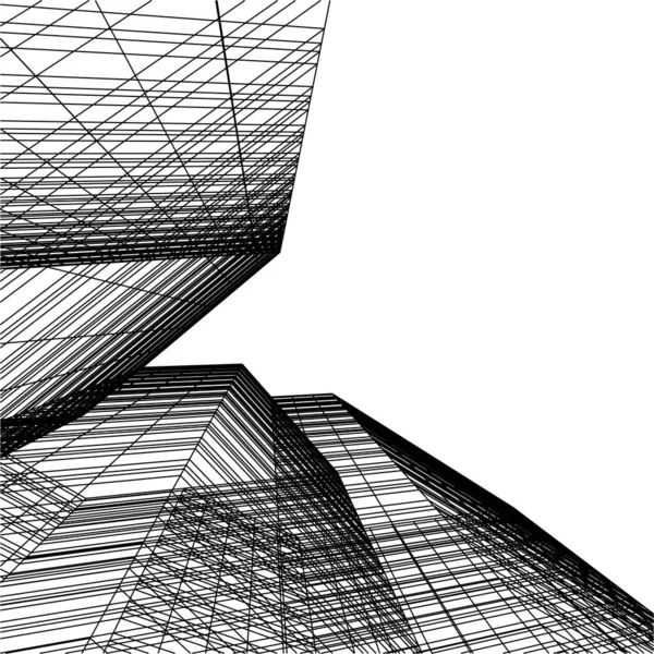 Abstrakcyjne Linie Rysunku Koncepcji Sztuki Architektonicznej Minimalne Kształty Geometryczne — Wektor stockowy