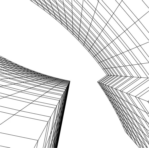 Abstracte Tekenlijnen Architectonisch Kunstconcept Minimale Geometrische Vormen — Stockvector