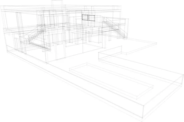 Abstrakcyjne Linie Rysunku Koncepcji Sztuki Architektonicznej Minimalne Kształty Geometryczne — Wektor stockowy