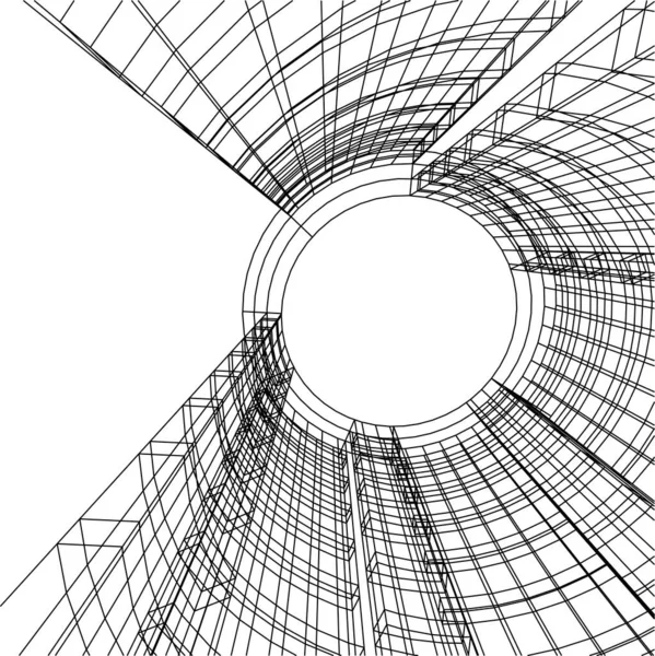 Líneas Abstractas Dibujo Concepto Arte Arquitectónico Formas Geométricas Mínimas — Vector de stock