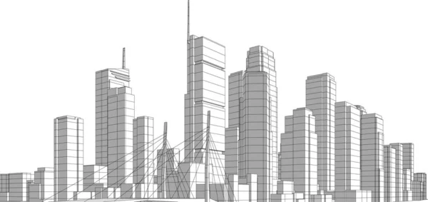 Abstracte Tekenlijnen Architectonisch Kunstconcept Minimale Geometrische Vormen — Stockvector