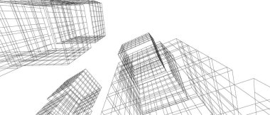 Mimari sanat konseptinde soyut çizgiler, minimum geometrik şekiller.