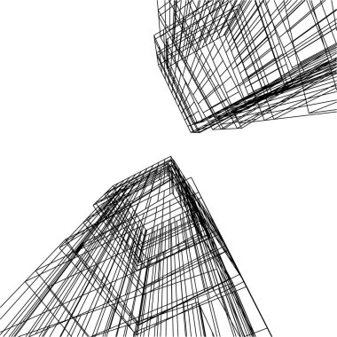 Mimari sanat konseptinde soyut çizgiler, minimum geometrik şekiller.