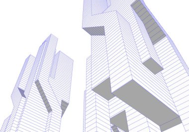 Mimari sanat konseptinde soyut çizgiler, minimum geometrik şekiller. 