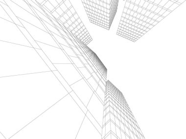 Mimari sanat konseptinde soyut çizgiler, minimum geometrik şekiller. 