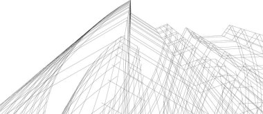 Mimari sanat konseptinde soyut çizgiler, minimum geometrik şekiller. 