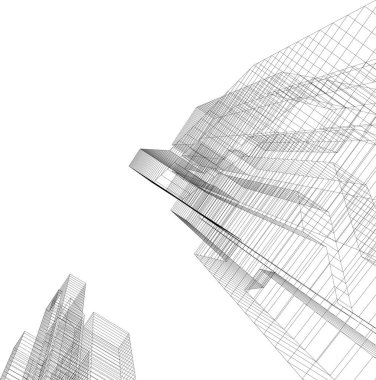 Mimari sanat konseptinde soyut çizgiler, minimum geometrik şekiller. 