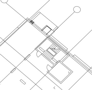 Mimari sanat konseptinde soyut çizgiler, minimum geometrik şekiller. 