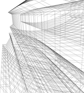 Arkaplanda mimari bina 3d illüstrasyon