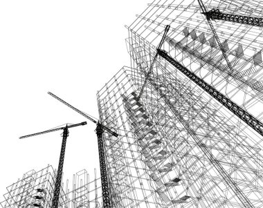 Mimari sanat konseptinde soyut çizgiler, minimum geometrik şekiller.