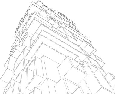 Mimari sanat konseptinde soyut çizgiler, minimum geometrik şekiller. 