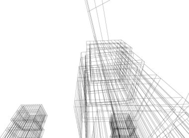 Mimari sanat konseptinde soyut çizgiler, minimum geometrik şekiller. 