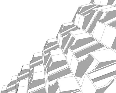 Mimari sanat konseptinde soyut çizgiler, minimum geometrik şekiller. 