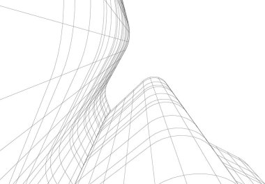 Mimari sanat konseptinde soyut çizgiler, minimum geometrik şekiller. 