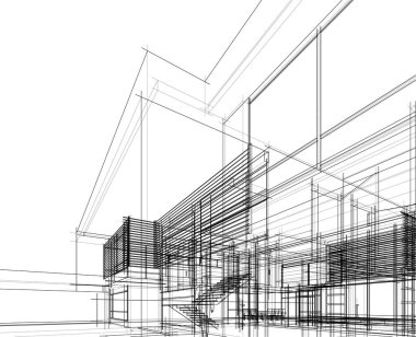 Mimari sanat konseptinde soyut çizgiler, minimum geometrik şekiller.