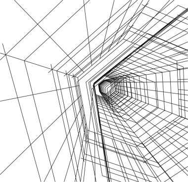 Mimari sanat konseptinde soyut çizgiler, minimum geometrik şekiller. 