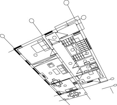 Mimari sanat konseptinde soyut çizgiler, minimum geometrik şekiller. 