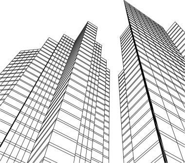 Mimari sanat konseptinde soyut çizgiler, minimum geometrik şekiller. 