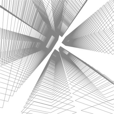Mimari sanat konseptinde soyut çizgiler, minimum geometrik şekiller. 