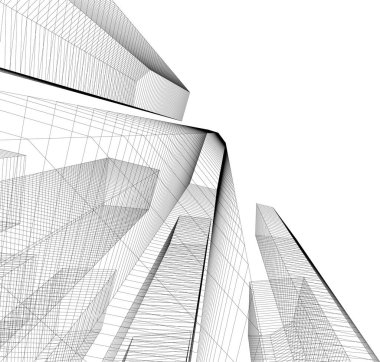 Mimari sanat konseptinde soyut çizgiler, minimum geometrik şekiller. 