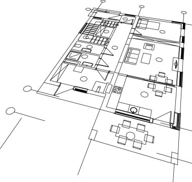 Mimari sanat konseptinde soyut çizgiler, minimum geometrik şekiller. 