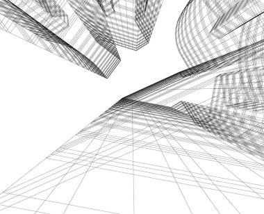 Mimari sanat konseptinde soyut çizgiler, minimum geometrik şekiller.