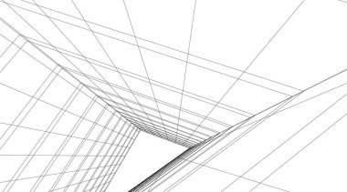 Mimari sanat konseptinde soyut çizgiler, minimum geometrik şekiller. 