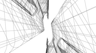 Mimari sanat konseptinde soyut çizgiler, minimum geometrik şekiller.